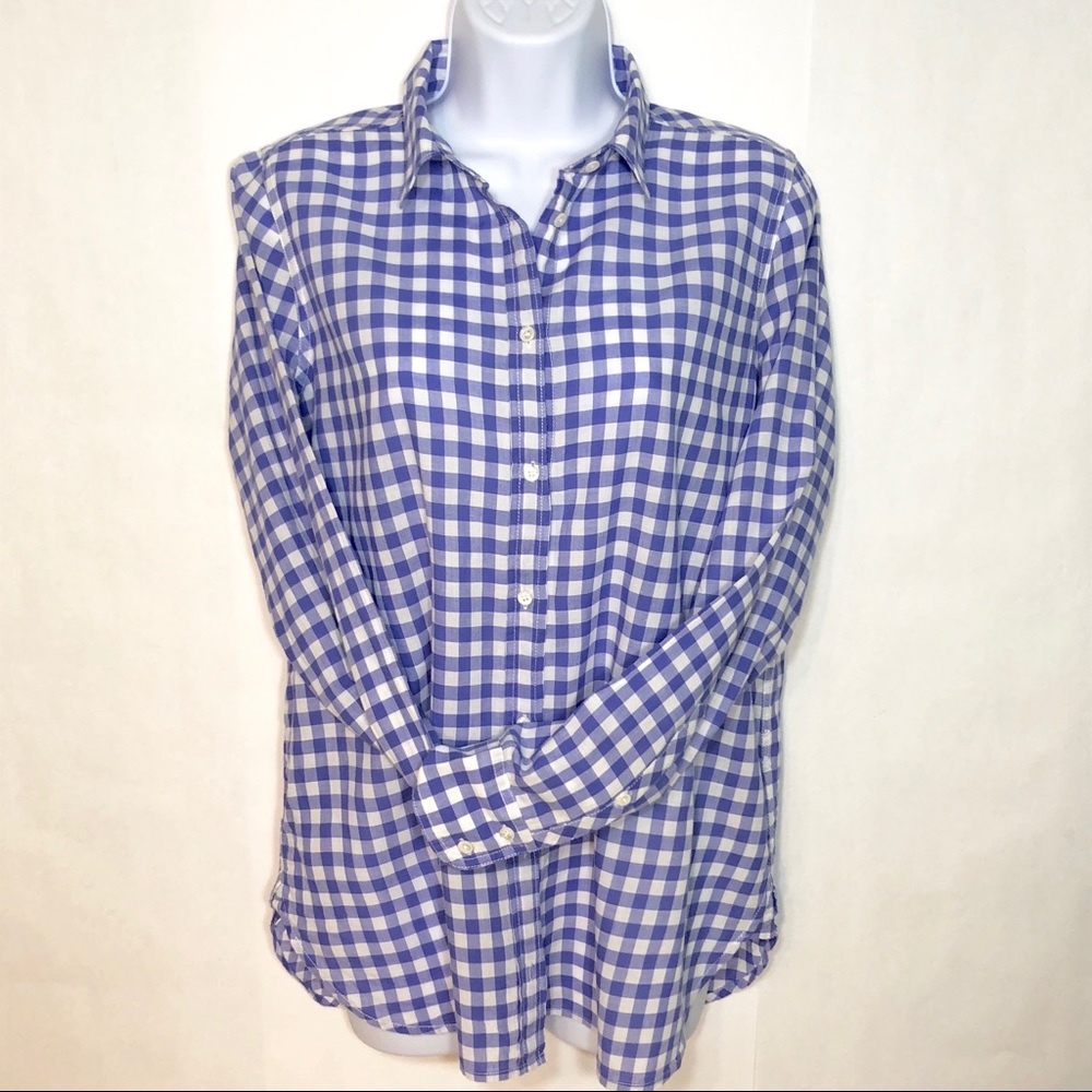 J. CREW GINGHAM BOY FIT COTTON SHIRT SIZE 8